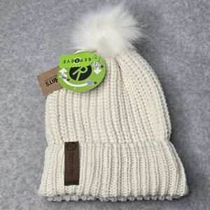 Repreve Ivory Bottle Hat Fuzzy Pom-Pom Made From Recycled Water Bottles OSFA‎